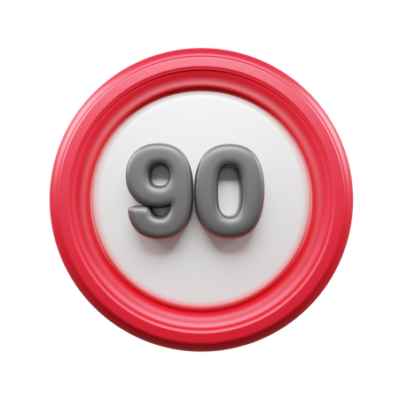 90 Speed Limit  3D Icon