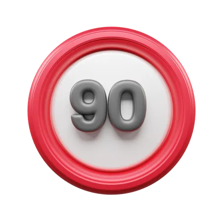 90 Speed Limit  3D Icon