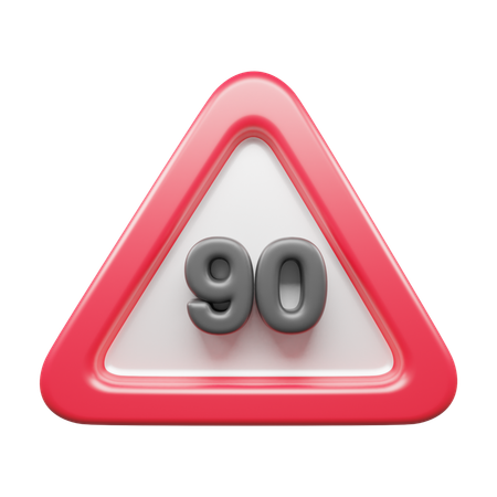 90 Speed Limit  3D Icon