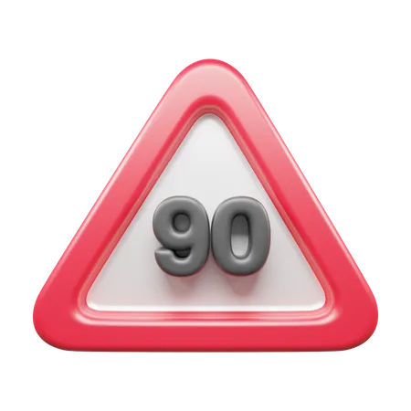 90 Speed Limit  3D Icon