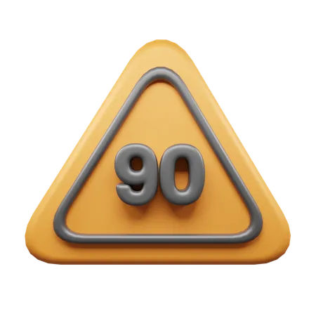 90 Speed Limit  3D Icon