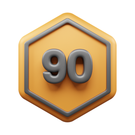 90 Speed Limit  3D Icon