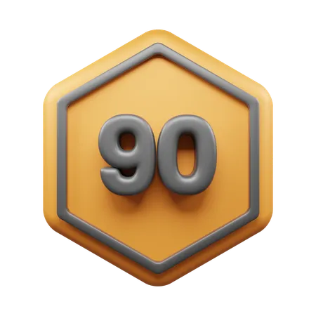 90 Speed Limit  3D Icon