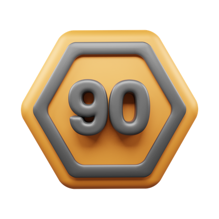 90 Speed Limit  3D Icon