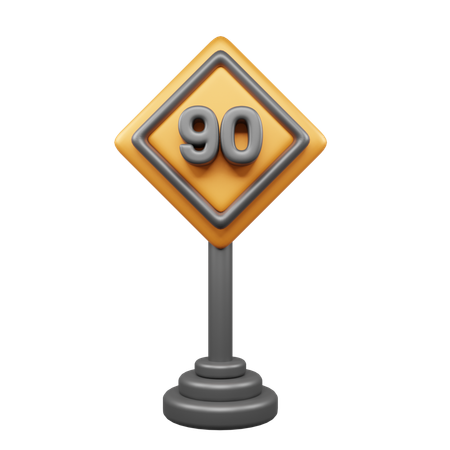 90 Speed Limit  3D Icon