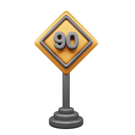 90 Speed Limit  3D Icon