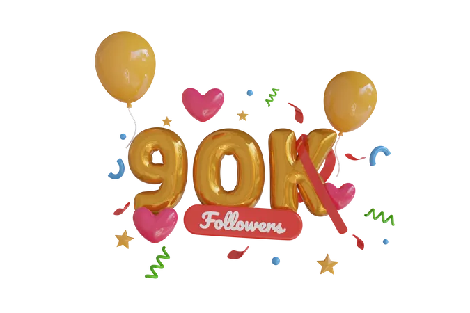 90K Follower  3D Icon