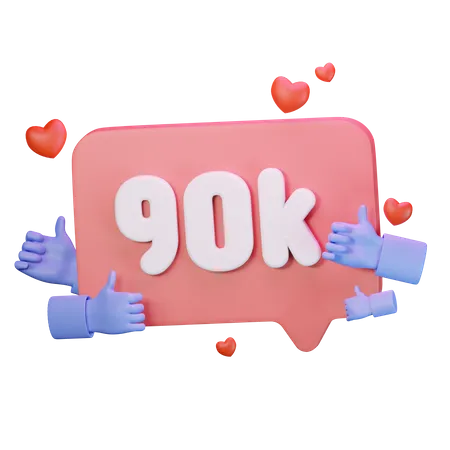 90K Love Like Followers  3D Icon