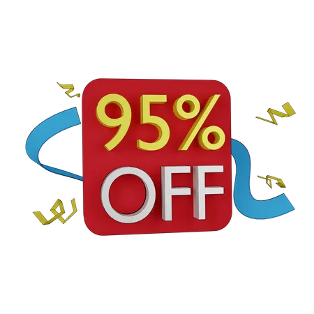 95 Percent Discount Tag  3D Icon