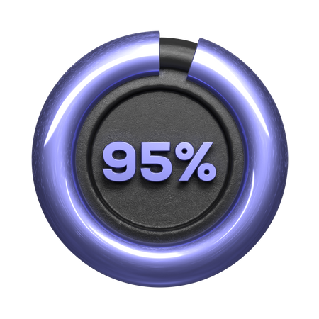 95 Percent Pie Chart 3D Illustration