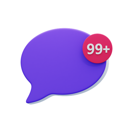 99 Plus Chat Bubble  3D Icon