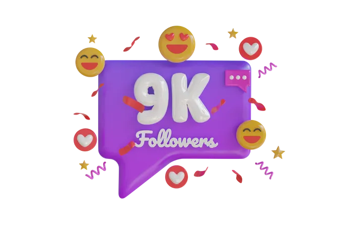9k Followers 3D Icon