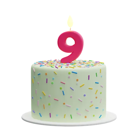 9th Birthday Cake  3D Icon