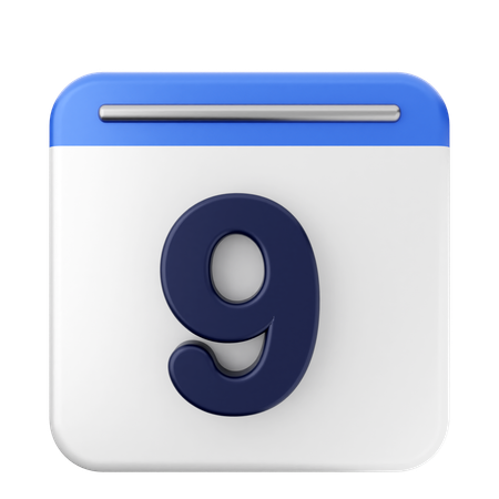 9th Calendar  3D Icon