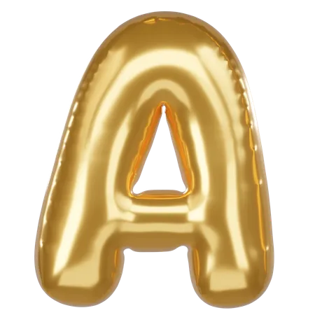 A Alphabet 3 D Illustration In Golden Balloon Style 3D Icon