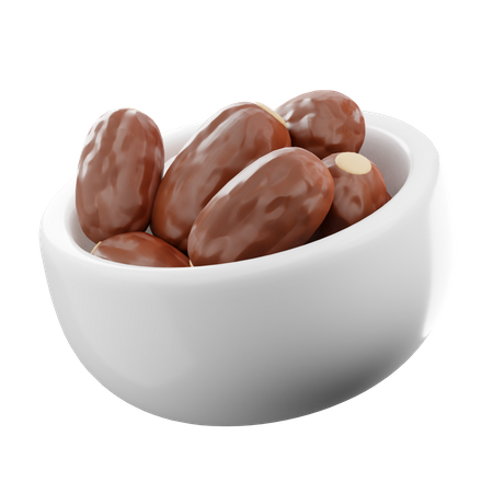 A bowl of dates  3D Illustration