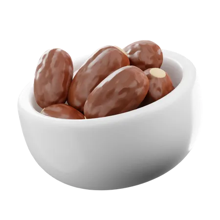 A bowl of dates  3D Illustration