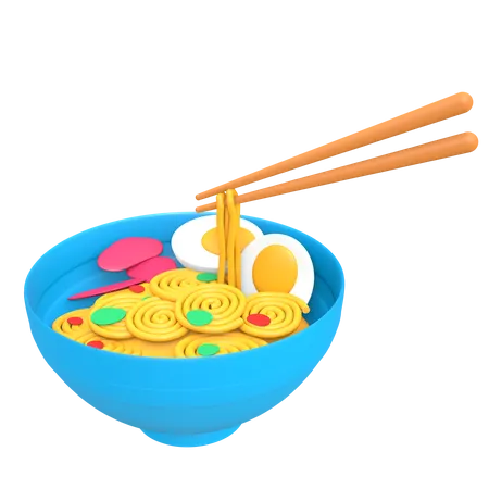 A Bowl Of Ramen Noodles  3D Illustration