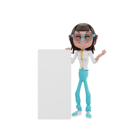 A empresária explica com um quadro em branco  3D Icon