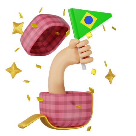 A Hand Is Holding A Flag  3D Icon