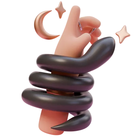 A hand with snake  3D Icon