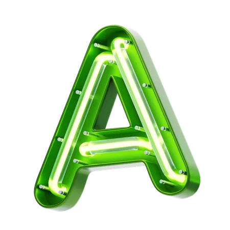 A Letter Shape Neon Text  3D Icon