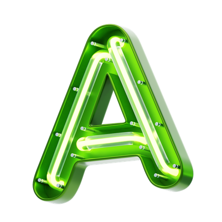 A Letter Shape Neon Text  3D Icon