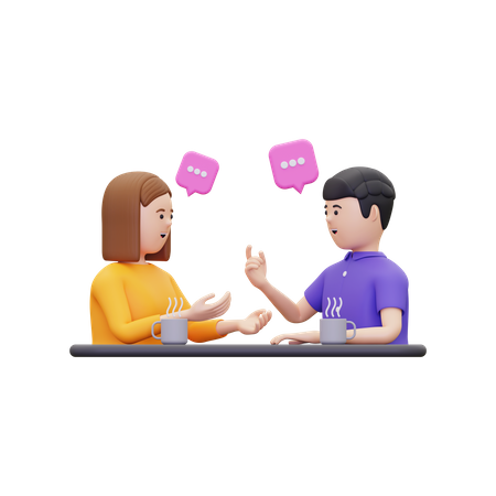 A man and woman are having a conversation 3D Illustration
