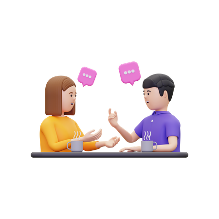 A man and woman are having a conversation  3D Illustration