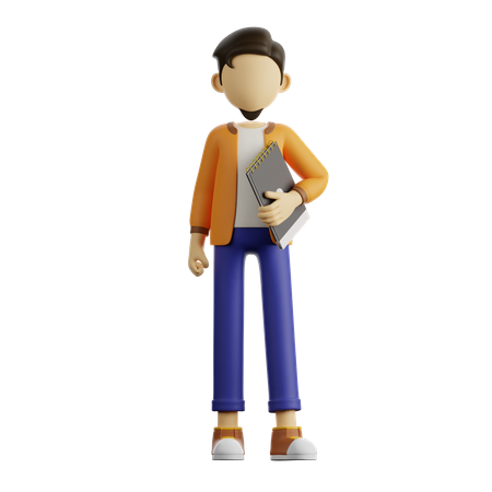 A Man Holding A Notebook  3D Icon