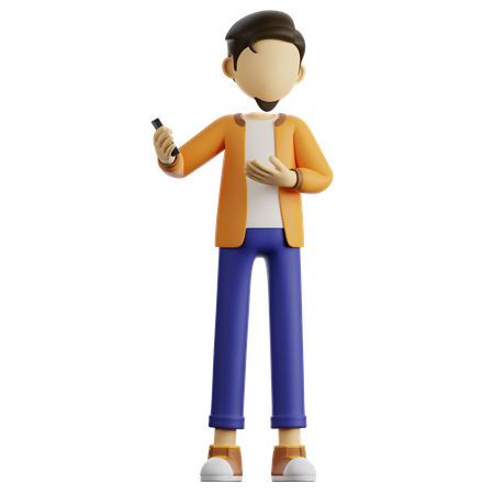 A Man Holding A Smartphone 3D Illustration