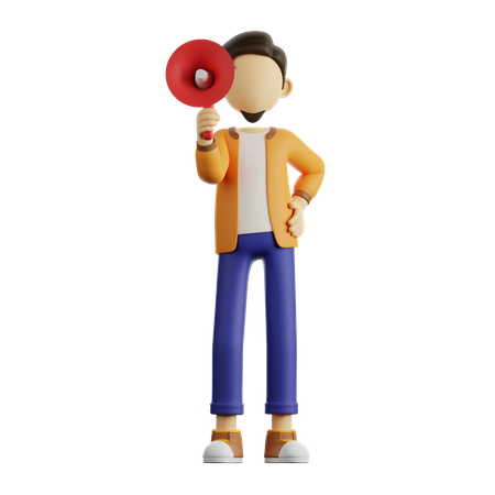 A Man Holding A Megaphone  3D Illustration