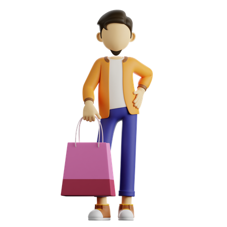 A Man is Shopping  3D Illustration