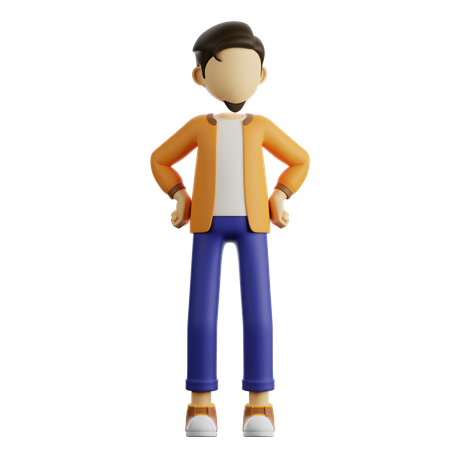A Man is Standing 3D Illustration