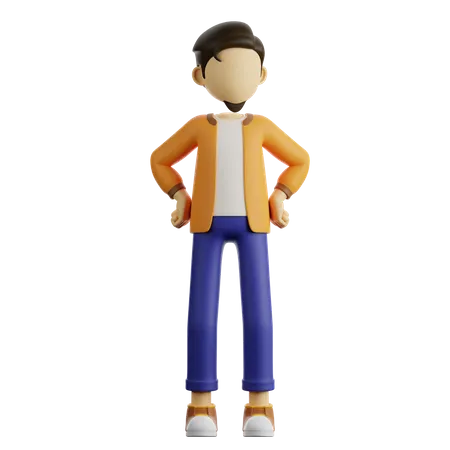 A Man is Standing  3D Illustration