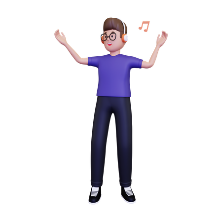 A man listening to music using headphones  3D Icon