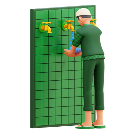 세수를 하는 남자  3D Icon