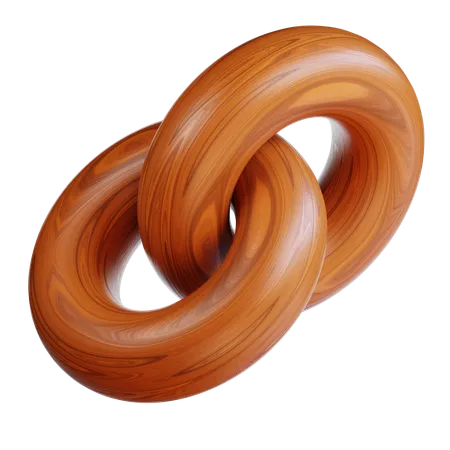 A Pair Wooden Rings  3D Icon