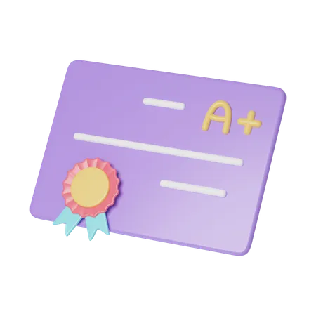 Um certificado plus  3D Icon