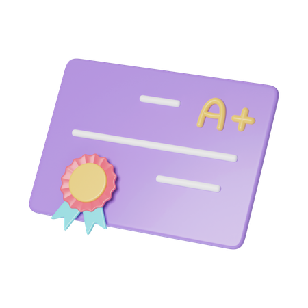 A Plus Certificate  3D Icon