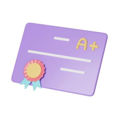 A Plus Certificate  3D Icon