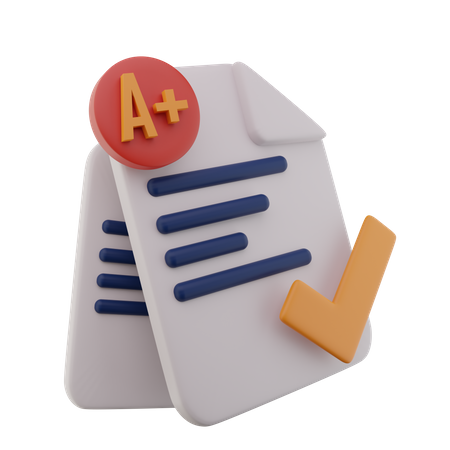 A Plus Grade Sheet  3D Icon