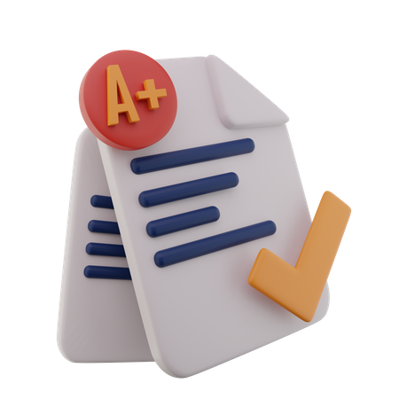 A Plus Grade Sheet  3D Icon