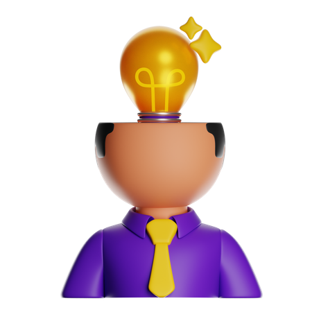 전구를 든 사상가  3D Icon