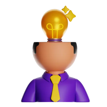 전구를 든 사상가  3D Icon