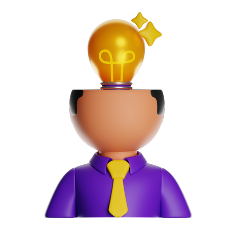 A Thinker With Lightbulb  3D Icon
