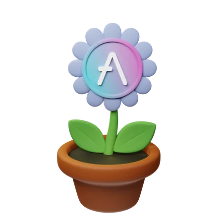 Vaso de planta criptografado aave  3D Icon