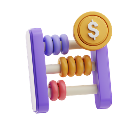 Ábaco com dólar  3D Icon