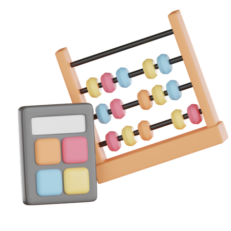 Ábaco e calculadora  3D Icon