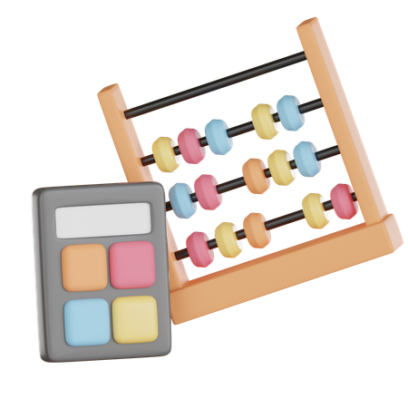 Ábaco e calculadora  3D Icon